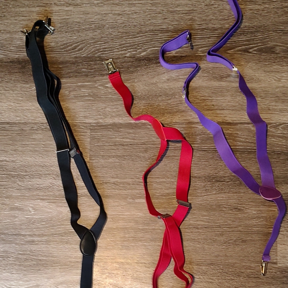 3 suspensers purple black red